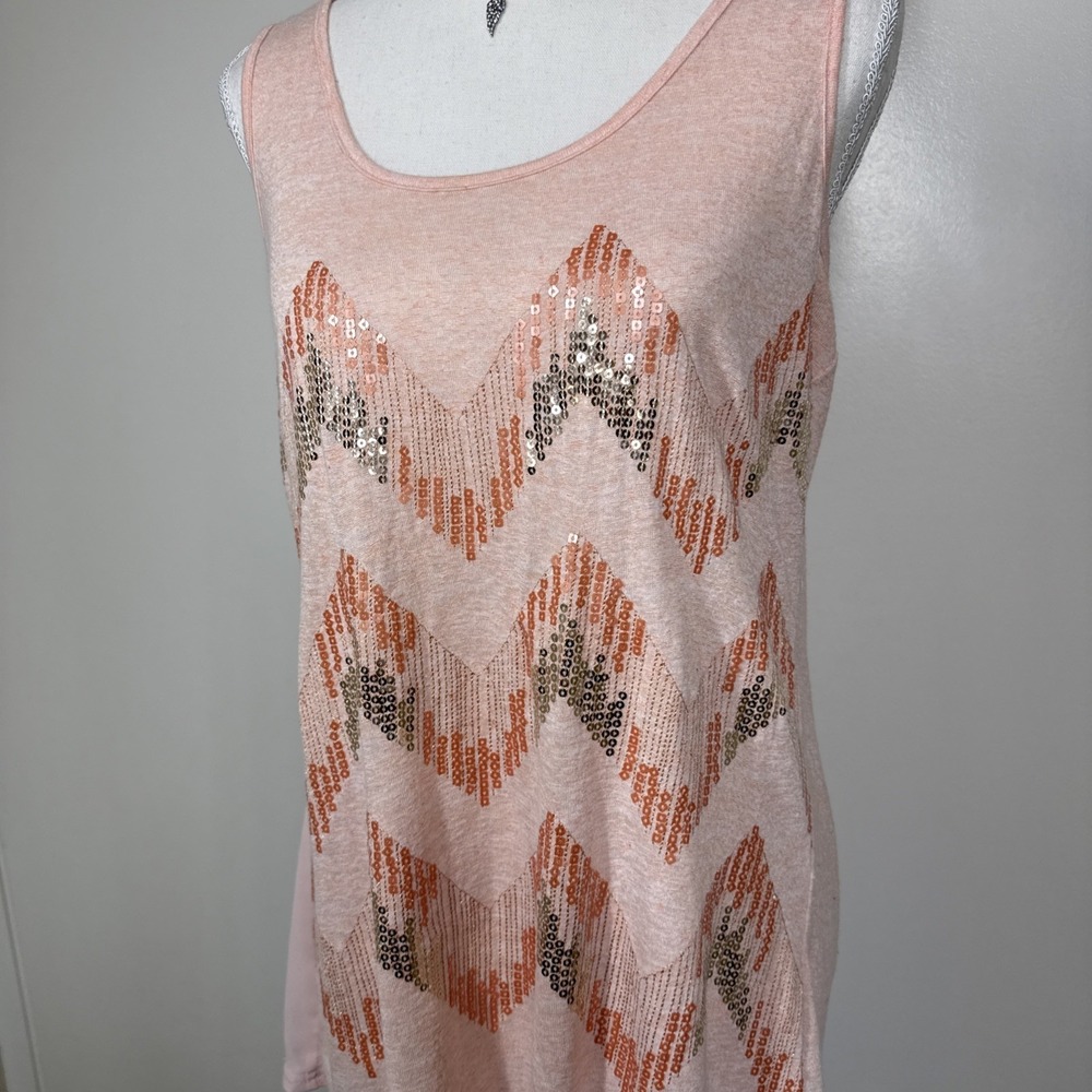 Vtg Y2K MISS ME Women's Sz M Racerback Burnout Tank Top Sequins Festival Aztec - Picture 3 of 16